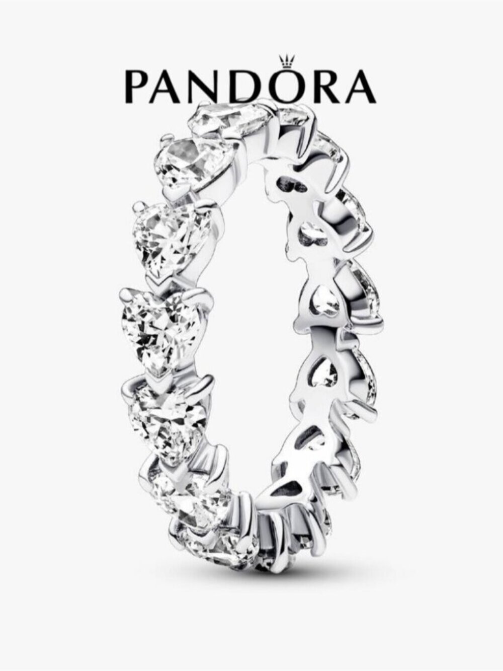 Pandora Band of Clear Hearts Ring